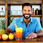 **

"A vibrant tropical punch cocktail in a beautifully decorated glass, filled with colorful fruits like pineapple, mango, and orange slices, fully clothed, professional presentation, on a rustic wooden home bar, appropriate content, safe for work, perfect anatomy, correct proportions, natural pose, well-formed hands, proper finger count, natural body proportions, bright and inviting atmosphere, family-friendly, modest setting."

**