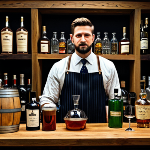 Home 8 홈바텐더 술 숙성 방법 - Home Bartender's Workspace**
"A well-organized home bar setup featuring various bottles, oak barrel...